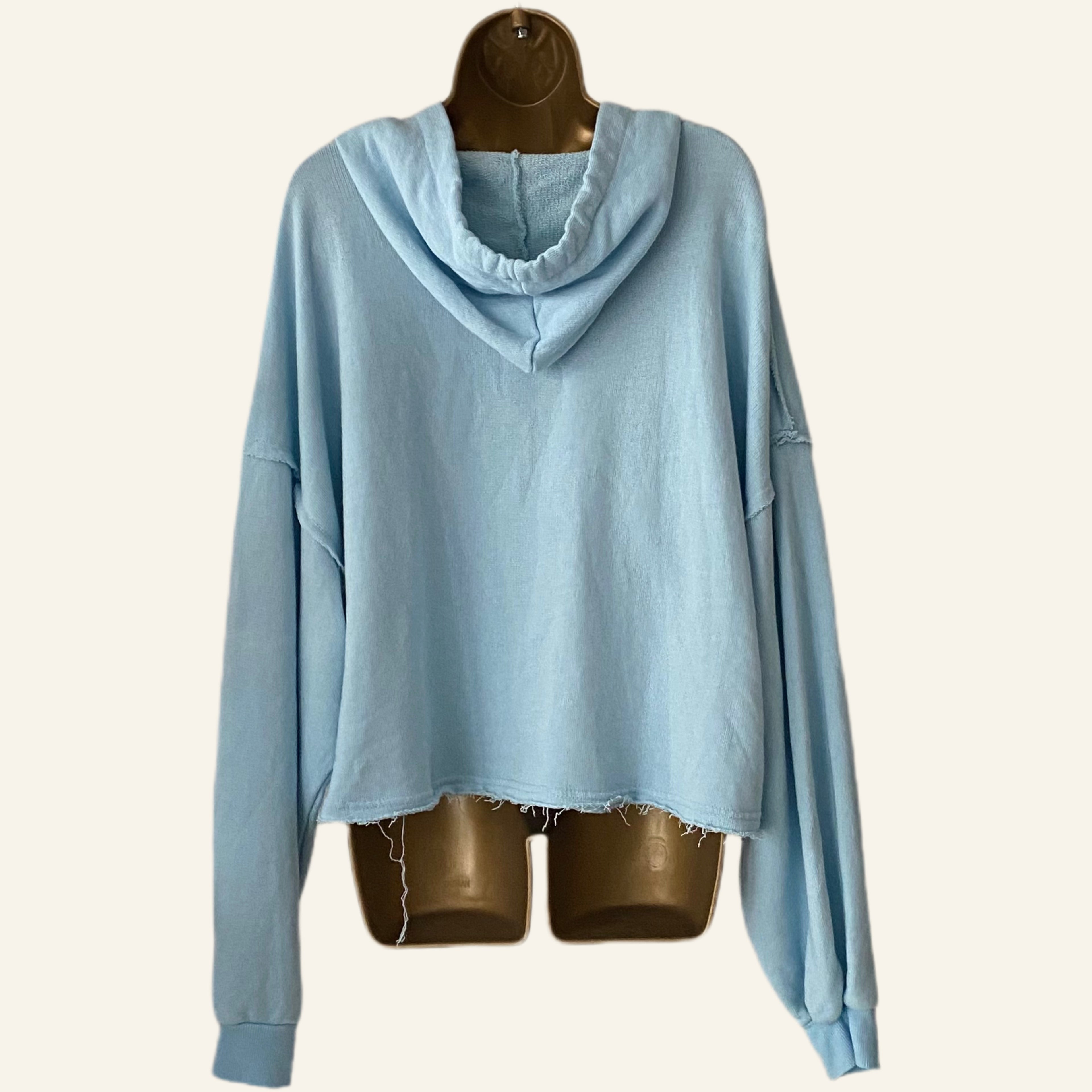 100% Cotton Frayed Hoodie Sweat Jacket