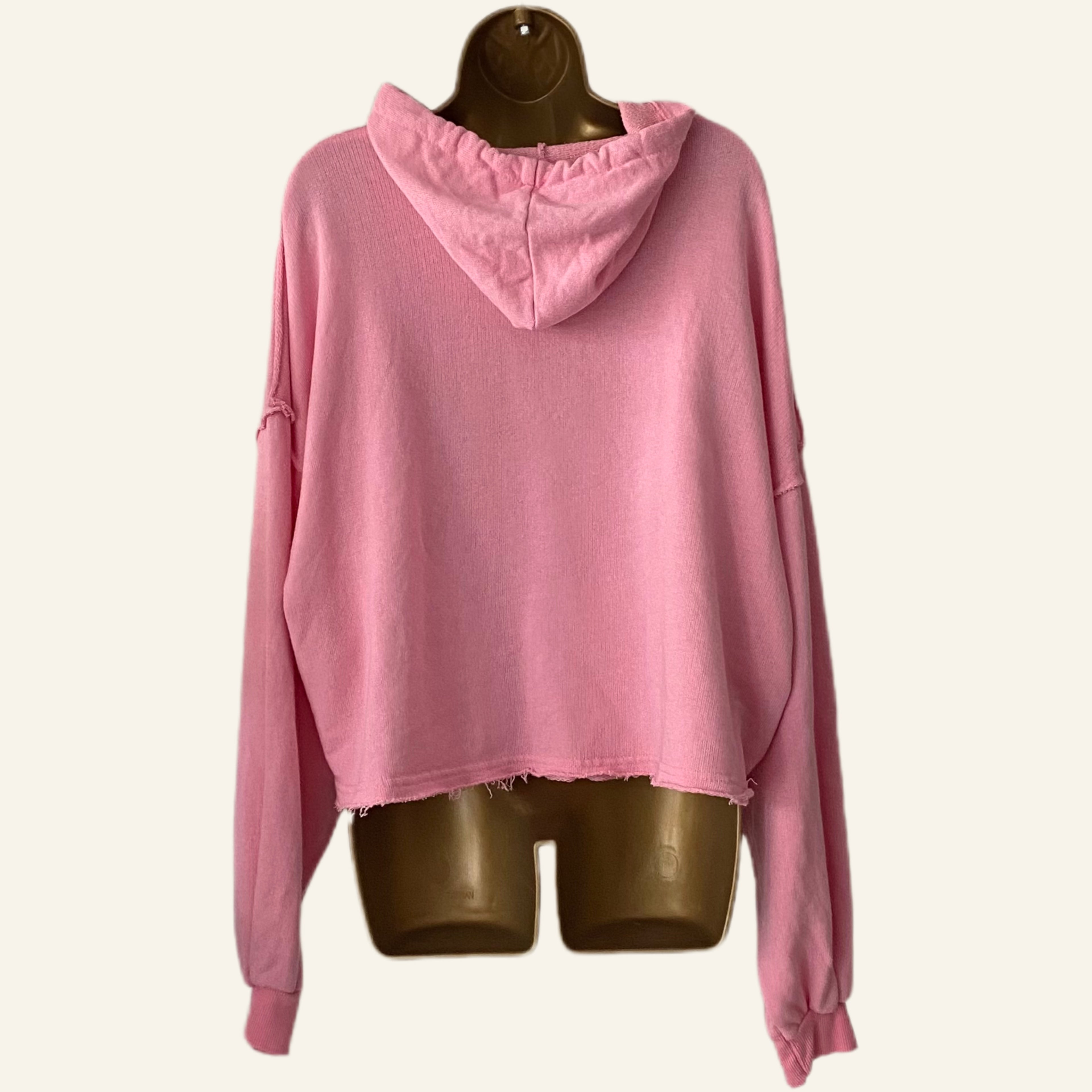 100% Cotton Frayed Hoodie Sweat Jacket