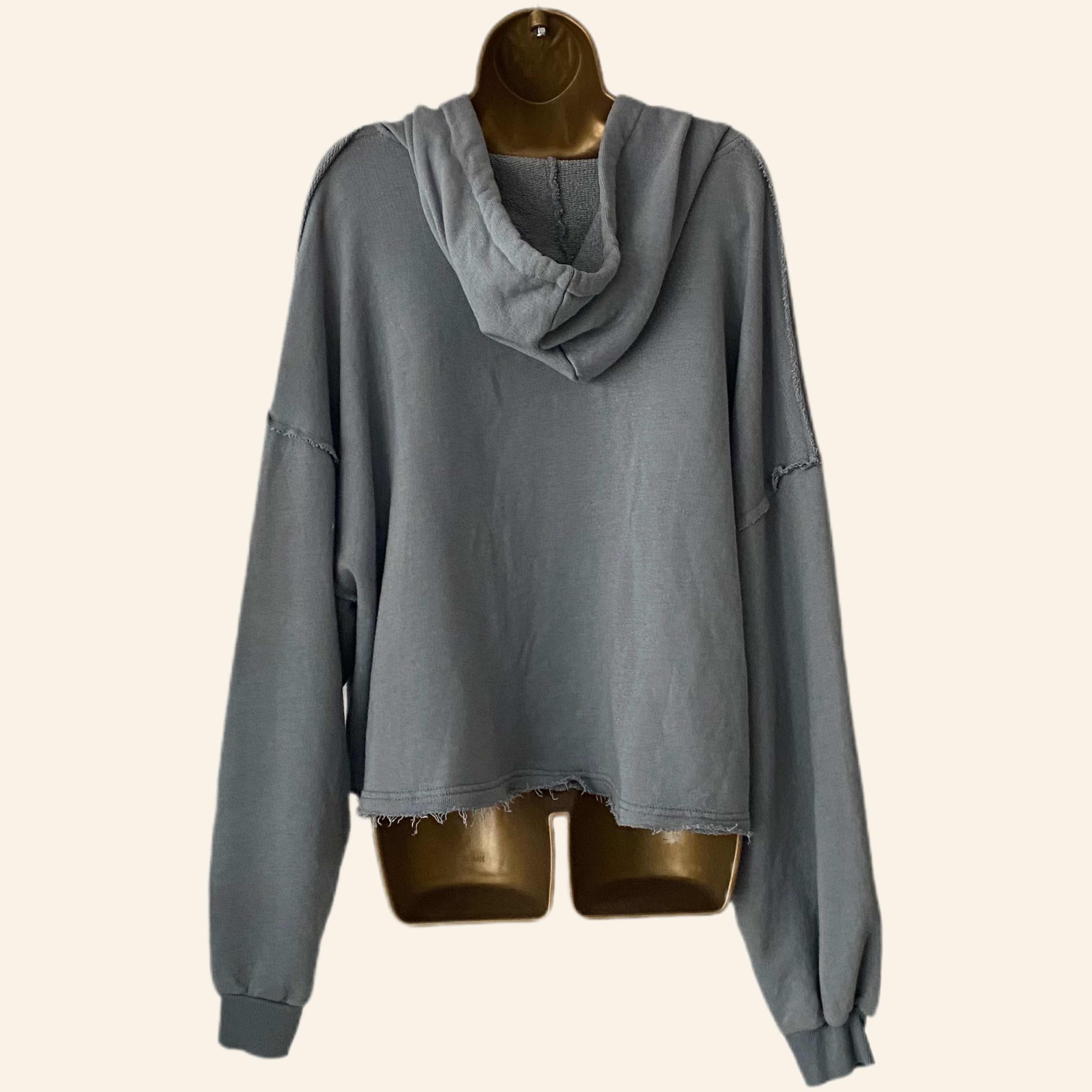 100% Cotton Frayed Hoodie Sweat Jacket