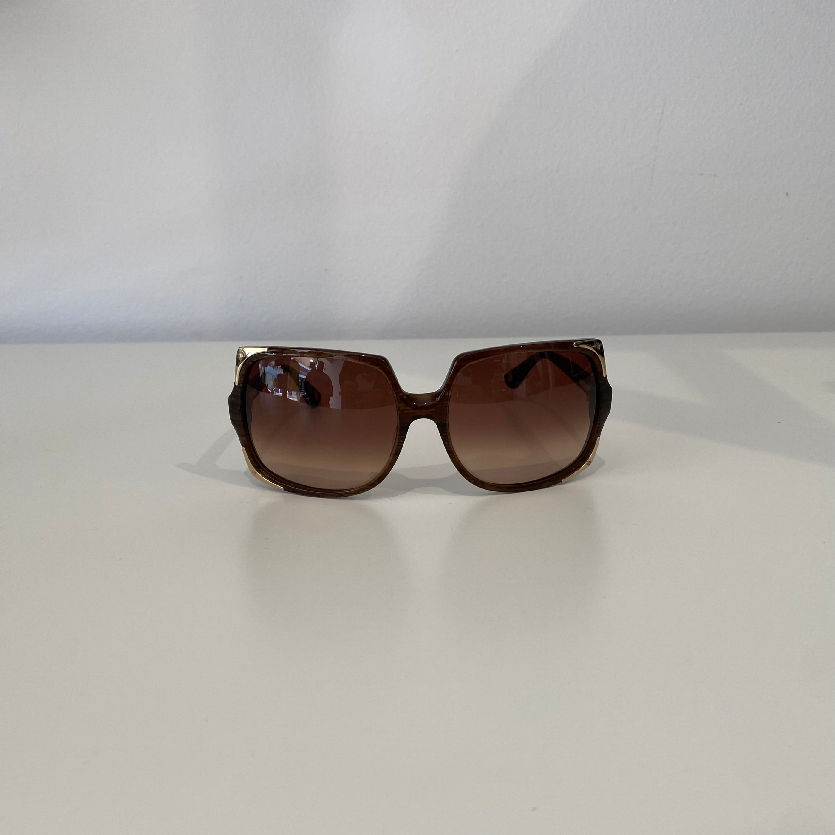 Pre-Loved Michael Kors Sunglasses- Brown/Black Gold trim on corners and arms