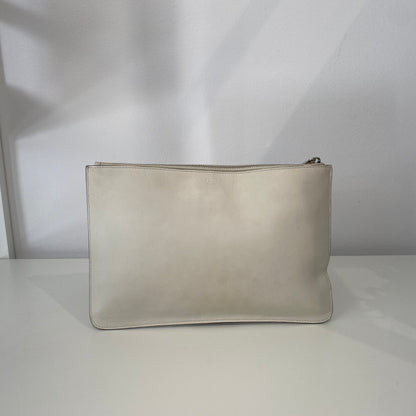 Fendi White Leather Flat Alphabet Pouch