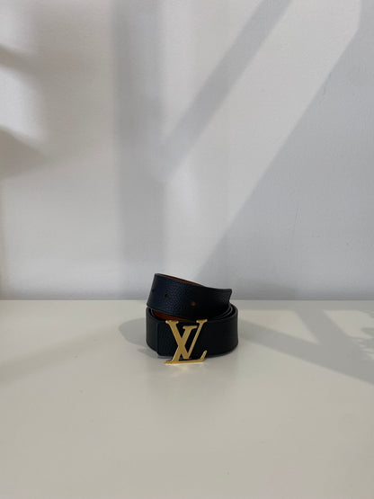 Louis Vuitton Black &amp; Tan Leather Initial Belt