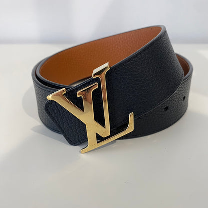 Louis Vuitton Black &amp; Tan Leather Initial Belt