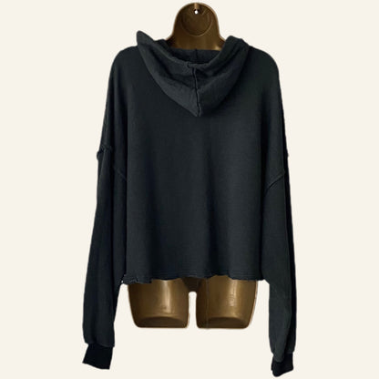 100% Cotton Frayed Hoodie Sweat Jacket