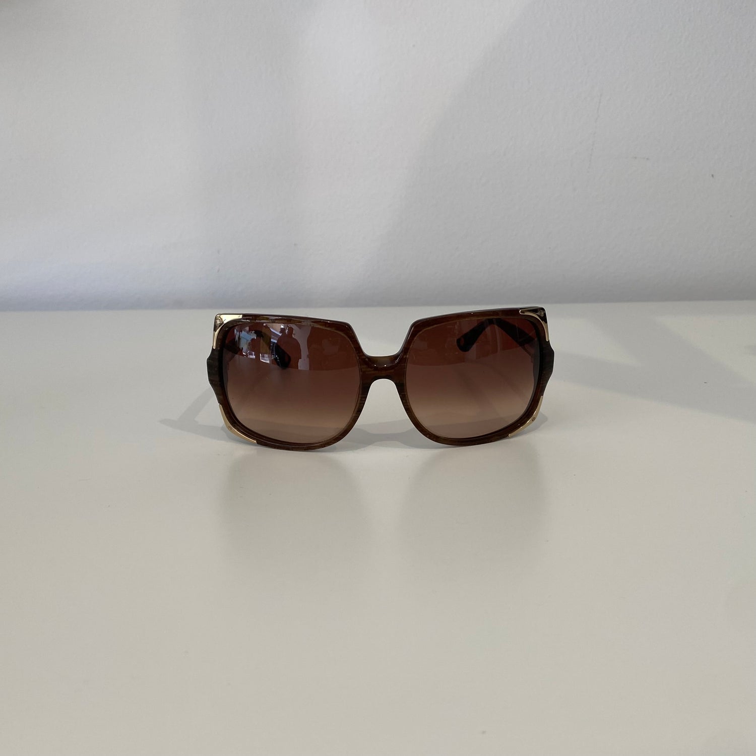 Pre-Loved Michael Kors Sunglasses- Brown/Black Gold trim on corners and arms