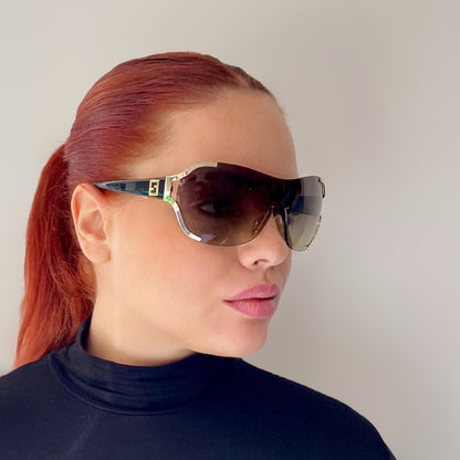 Pre-Loved Fendi Sunglasses- Black and Gold