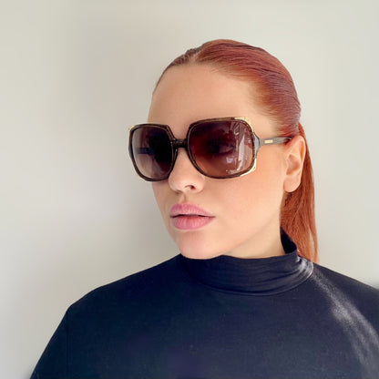 Pre-Loved Michael Kors Sunglasses- Brown/Black Gold trim on corners and arms