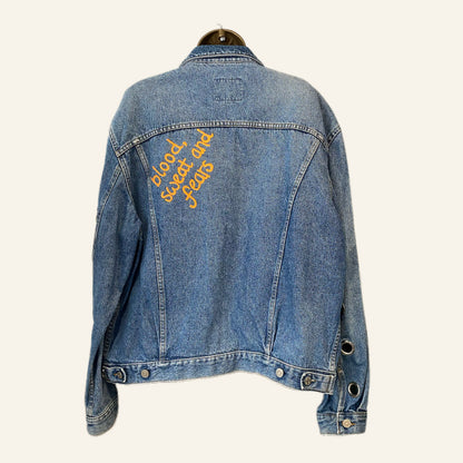 Cropped Denim Jacket with Grommet Sleeves &amp;