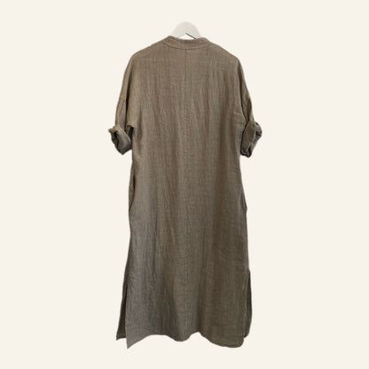 Taupe 100 % Linen shirt dress
