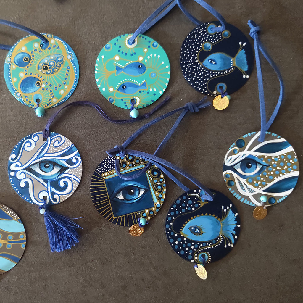 Artisan Hand Painted Metal Discs